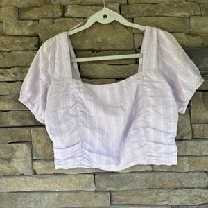 Lost + Wander Cropped‎ Square Neck Top Lilac Size M